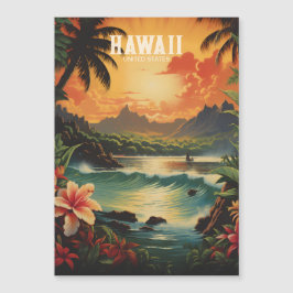 Vintage Hawaii Tropical Beach Viagem Illustration