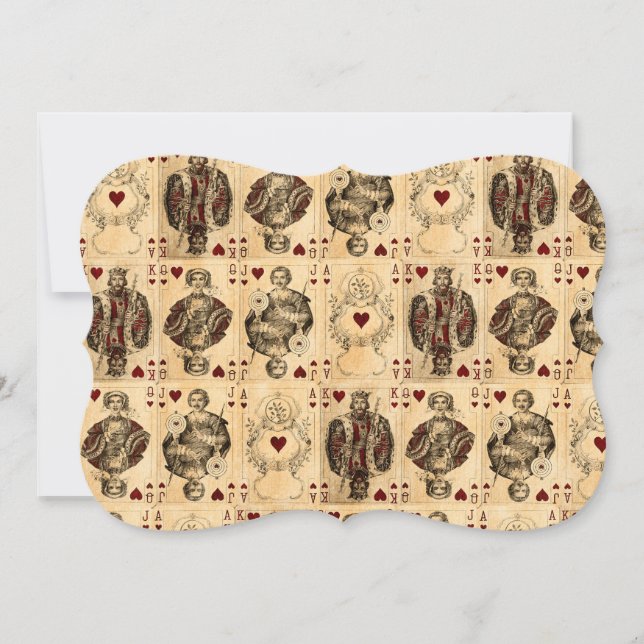 Vintage Hearts Jogando Cartões Rainha King Jack Ac (Frente)