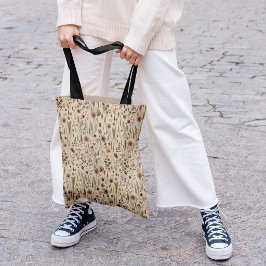 Vintage Herbarium Pressed Flower Botanical Tote Ba