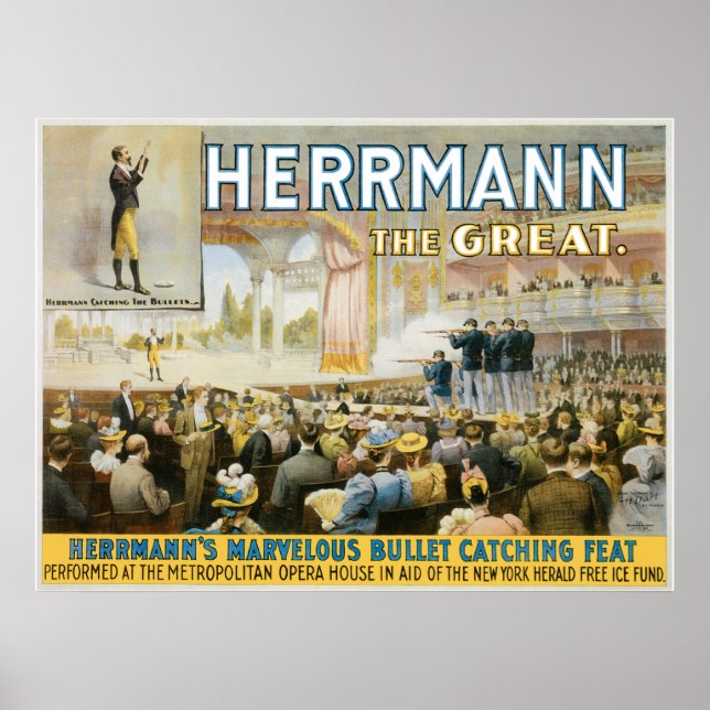 Vintage Herermann O Poster Excelente de magia (Frente)