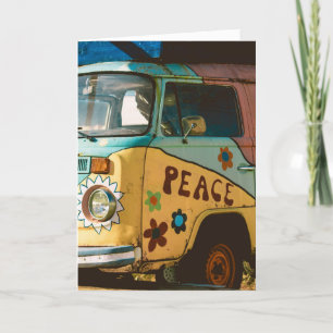 VINTAGE HIPPIE VAN HELLO GREEETING CARTÃO