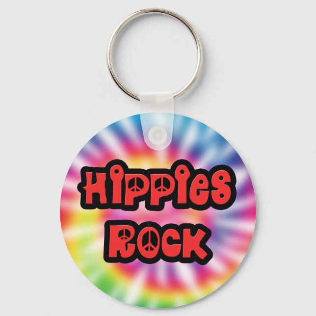 Vintage Hippies Rock Tie Dye Chaveiro (Frente)
