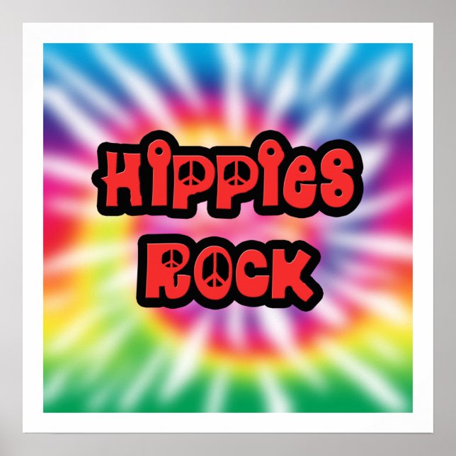 Vintage Hippies Rock Tie Dye Poster (Frente)