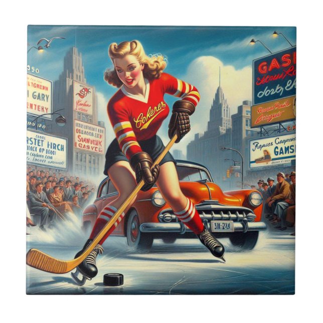 Vintage Hockey Girl (Frente)