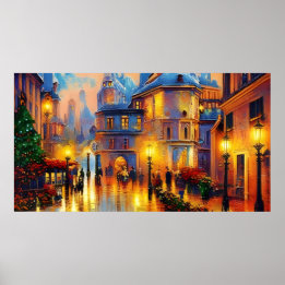 Vintage Holiday art antigo Poster colorido