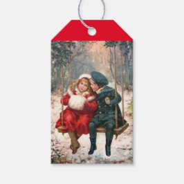 Vintage Holiday Kisses Etiquetas de presentes de N