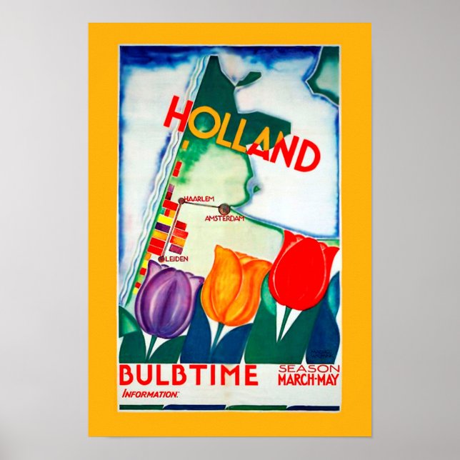 Vintage Holland Bulb Time Poster (Frente)