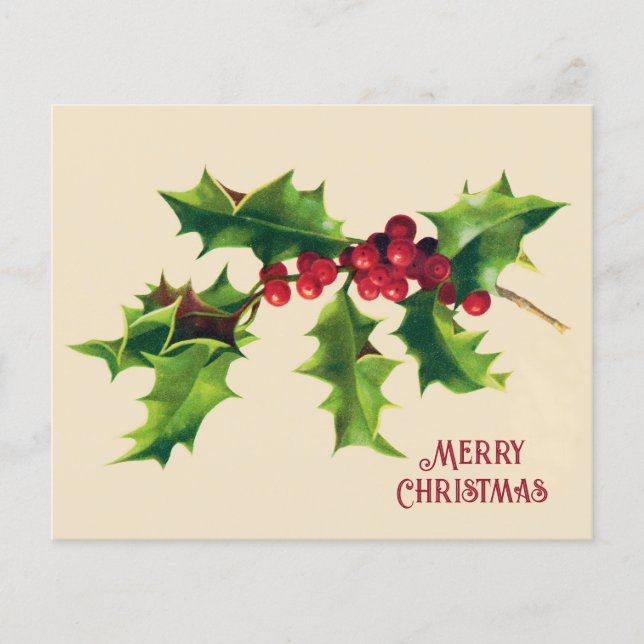 Vintage Holly Christmas Saudação (Frente)
