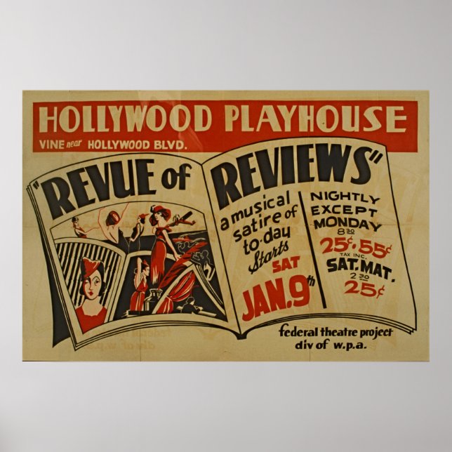 Vintage Hollywood Playhouse Music Poster (Frente)