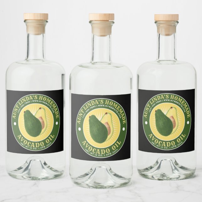 Vintage Homemade Avocado Oil Liquidação Rótulo da  (Garrafas)
