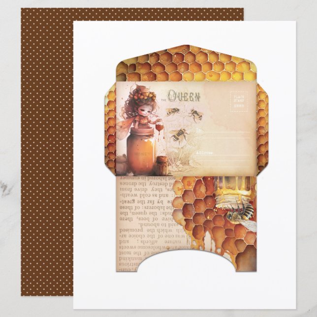 Vintage Honey Bee Journal Paper Sheet (Frente/Verso)