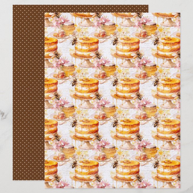 Vintage Honey Bee Journal Paper Sheet (Frente/Verso)