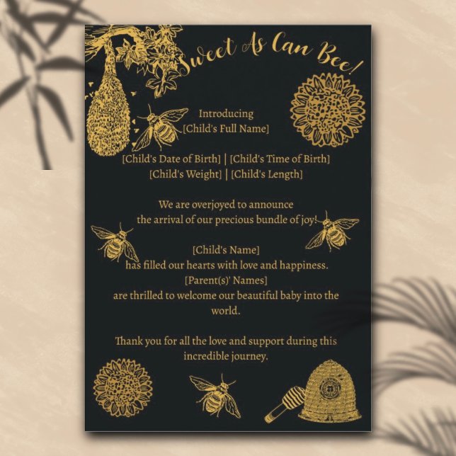 Vintage Honey Bumblebee Black Birth Anúncio (Criador carregado)