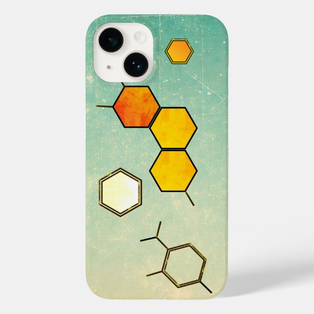 Vintage Honeycomb Molecule iPhone 14 Caso (Verso)