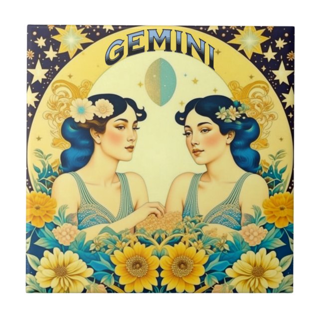 Vintage Horoscope Sinal Gemini Twins Celestial (Frente)
