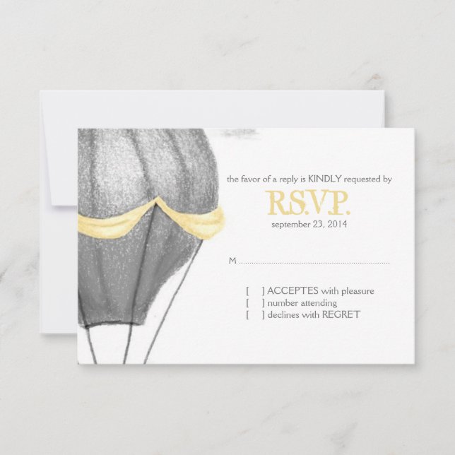 Vintage Hot Air Balloon Weding RSVP (Frente)