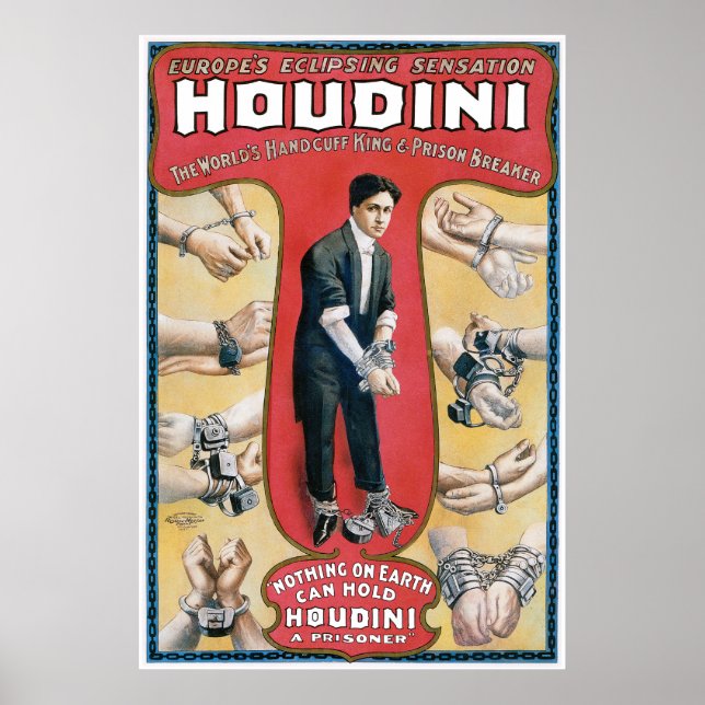 Vintage Houdini Handcuff Poster de Publicidade Kin (Frente)