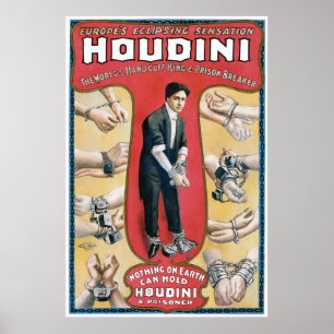 Vintage Houdini Handcuff Poster de Publicidade Kin