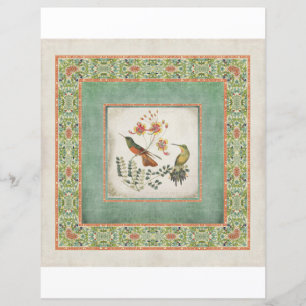 Vintage Hummingbird Chinoiserie Asiática Folha
