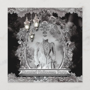 Vintage Hunted Lady Halloween Convite