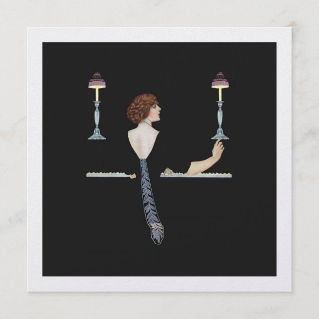 Vintage Illustrage Girl Tocando Piano (Frente)