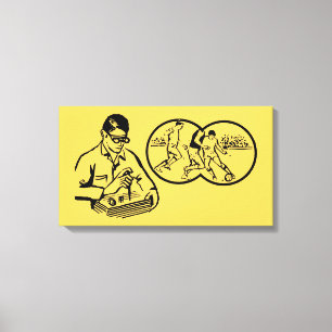 Vintage Illustration Hobby Soccer Canvas