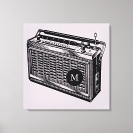Vintage Illustration Radio Monographic Canvas