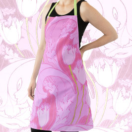 Vintage Impressão Pink Lily Apron