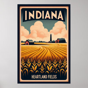Vintage Indiana Fazenda Landscape Poster