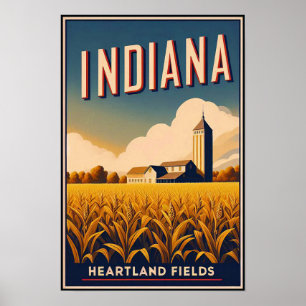Vintage Indiana Fazenda Landscape Poster