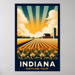Vintage Indiana Fazenda Landscape Poster