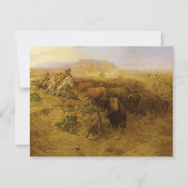 Vintage Indians, Buffalo Hunt por CM Russell (Frente)