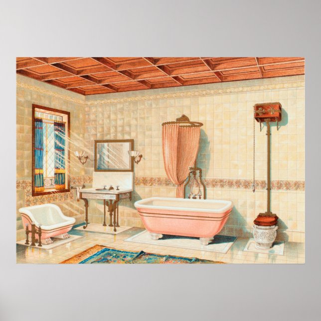 Vintage Interior Design Illustration Poster (Frente)