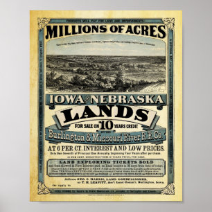 Vintage Iowa e impressão da venda da terra de