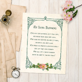 Vintage Irish Blush w/Shamrocks & Rustic Frame