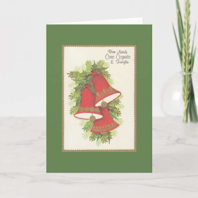 Vintage Irmão Italiano em Direito Cartão de Natal (Frente)