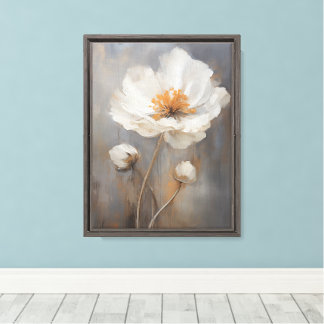 Vintage Islândia Poppy Stretch Canvas Wall Art