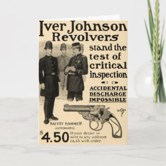 Vintage Iver Johnson Revolver Gun Ad Cartão de Sau