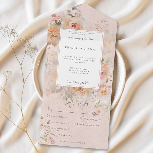Vintage - Janto Rosa Rosa &Rosa Russo - Sage - Fra (Vintage Rustic Pink &Sage Floral Frame Pink Dinner All In One Invitation)