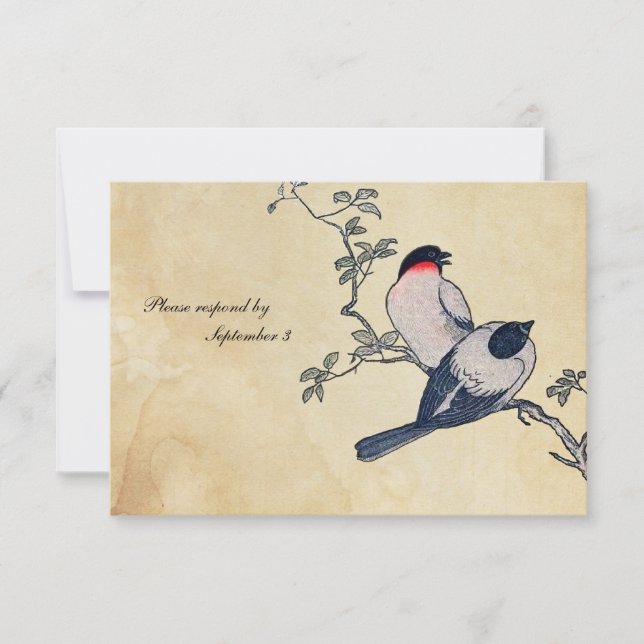 Vintage Japan Finches rsvp com envelopes (Frente)