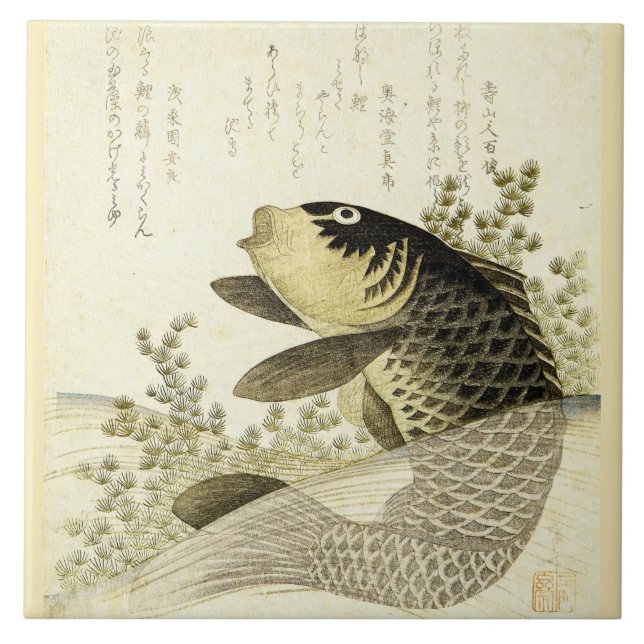 Vintage Japan Koi Fish por Ryuryukyo Shinsai (Frente)