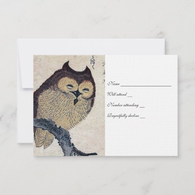 Vintage Japan Owl rsvp com envelopes (Frente)