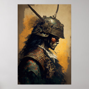 Vintage Japonês Samurai Warrior Art Impressão