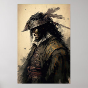 Vintage Japonês Samurai Warrior Art Impressão