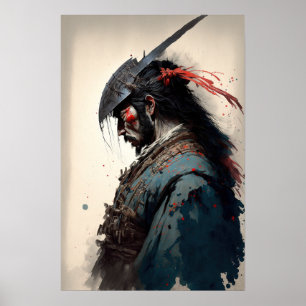 Vintage Japonês Samurai Warrior Art Impressão