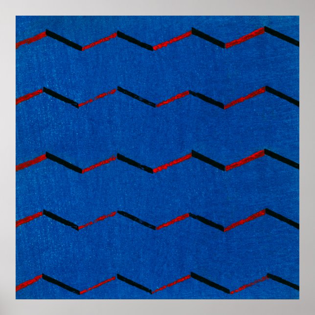 Vintage Japonês Textile Woodblock Poster Impressão (Frente)