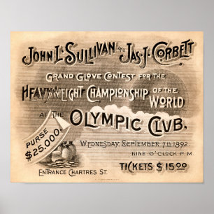 Vintage Jeffries vs Sharkey Poster