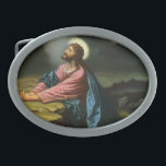 Vintage Jesus Cristo Rezando, Jardim de Gethsemane<br><div class="desc">Ilustração Vintage design religiosa apresentando Cristo no Jardim de Gethsemane por Heinrich Hofmann, 1886. Jesus Cristo está rezando em Gethsemane vestindo um longo roupão fluído e rezando enquanto olha para o céu com uma estrela brilhando, ele está profundamente no pensamento e na oração. Gethsemane é um jardim ao pé do...</div>