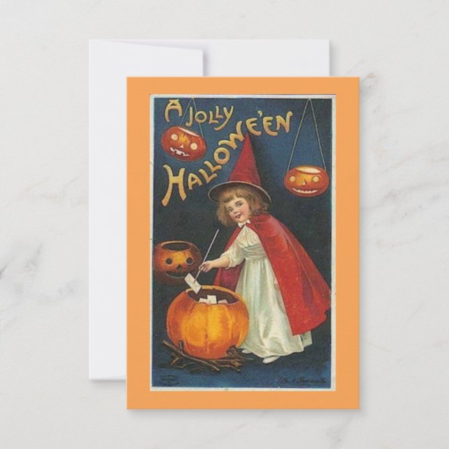 Vintage Jolly Halloween Witch e Pumpkins (Frente)