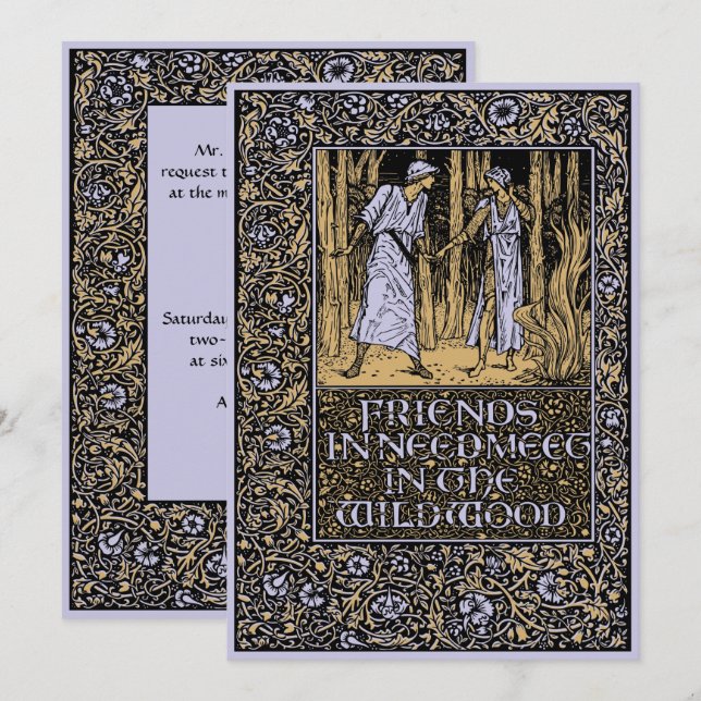 Vintage Kelmscott Convite Floral Para Casamento (Frente/Verso)